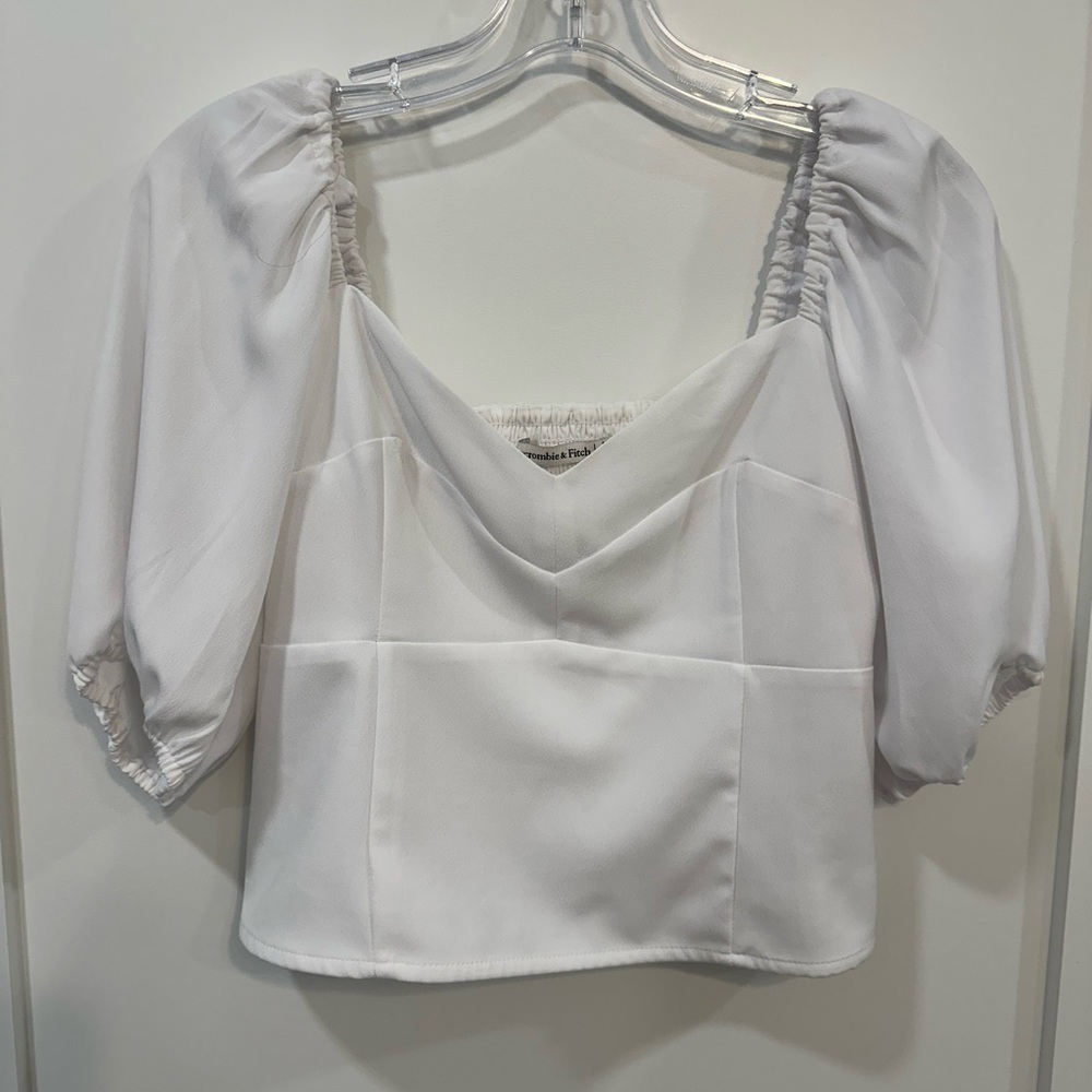 Abercrombie White Puff Sleeve Top